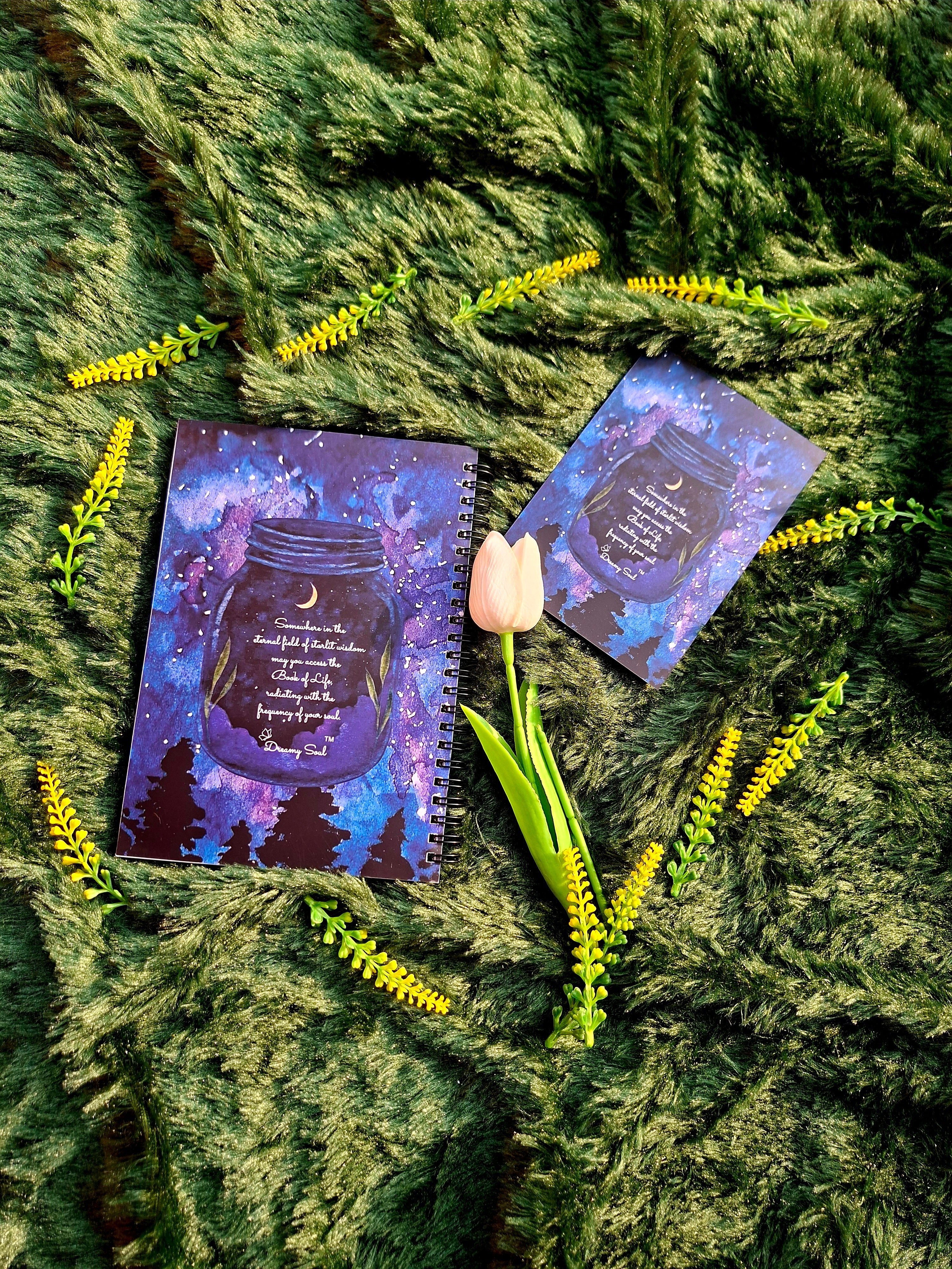 Midnight Library of soul’s blueprint - Spiral Notebook + Affirmation & Meditation Cards
