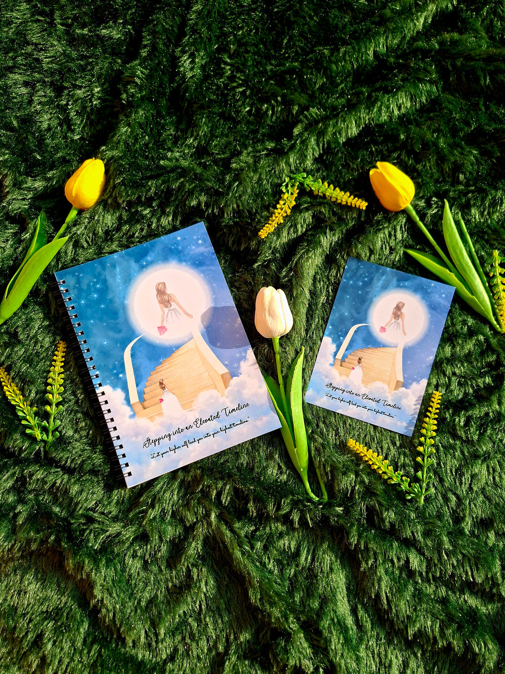 Stepping into an Elevated Timeline - Spiral Notebook + Affirmation & Meditation Cards