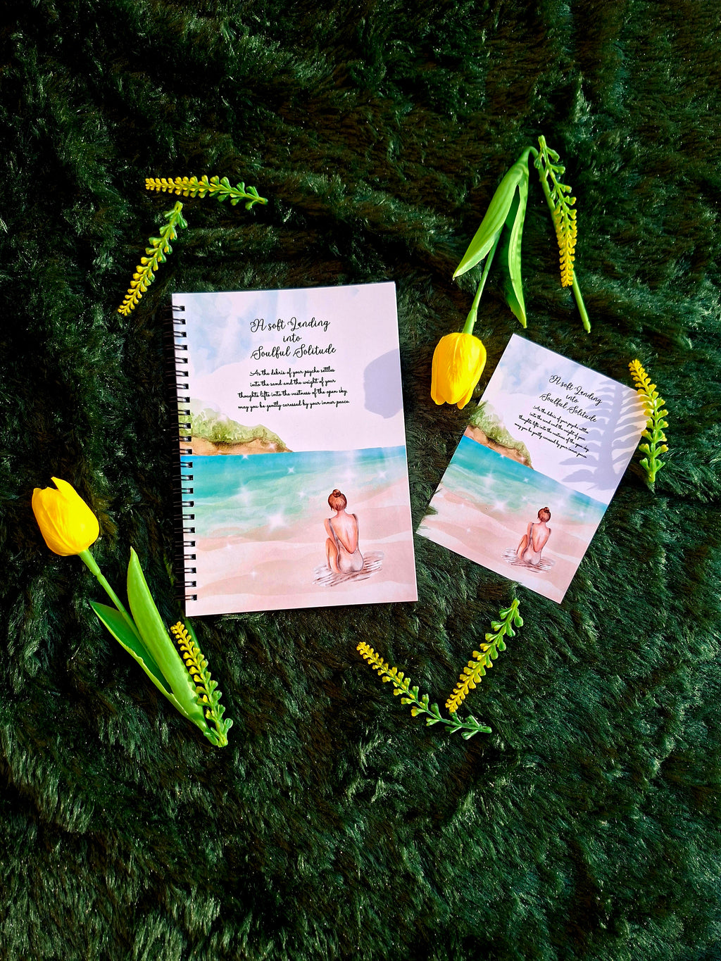 A soft Landing into Soulful Solitude - Spiral Notebook + Affirmation & Meditation Cards