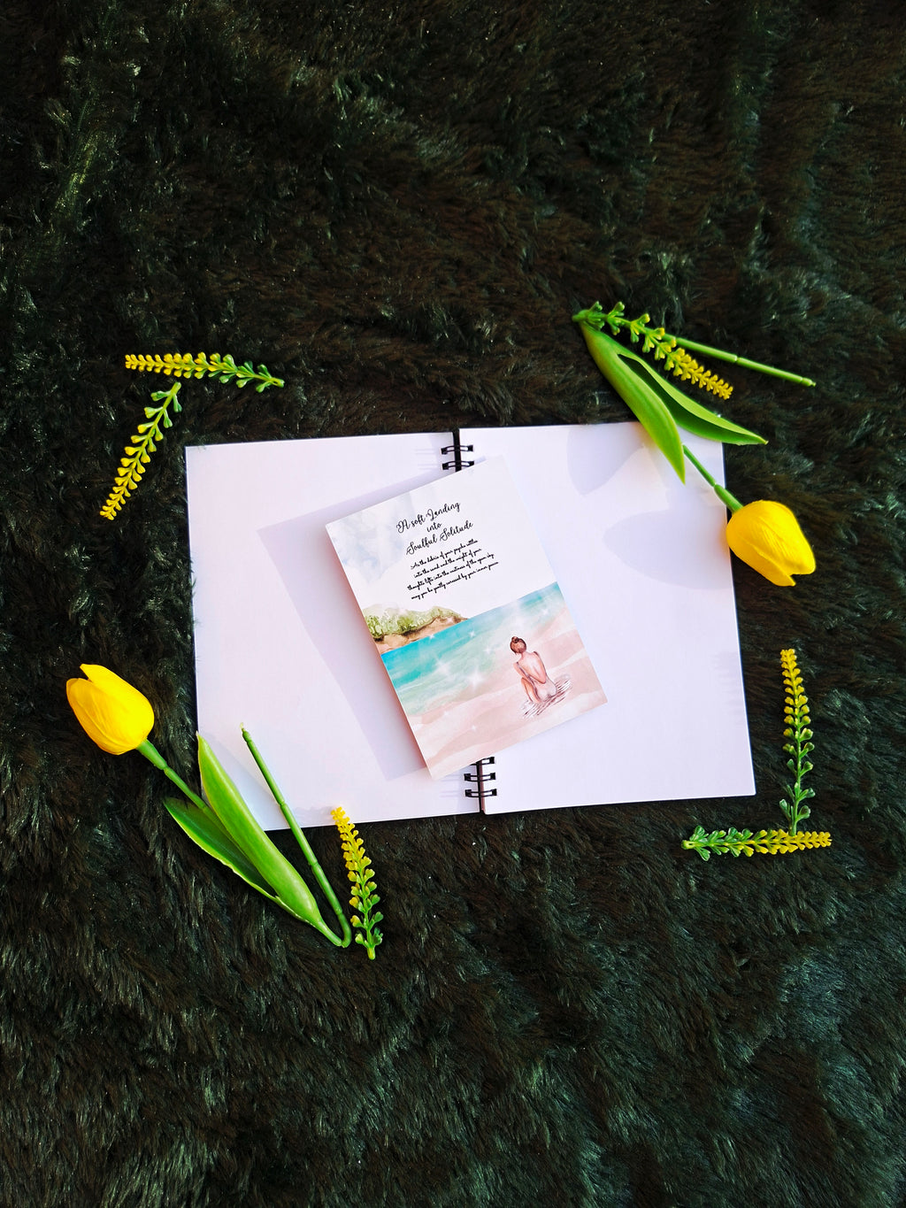 A soft Landing into Soulful Solitude - Spiral Notebook + Affirmation & Meditation Cards