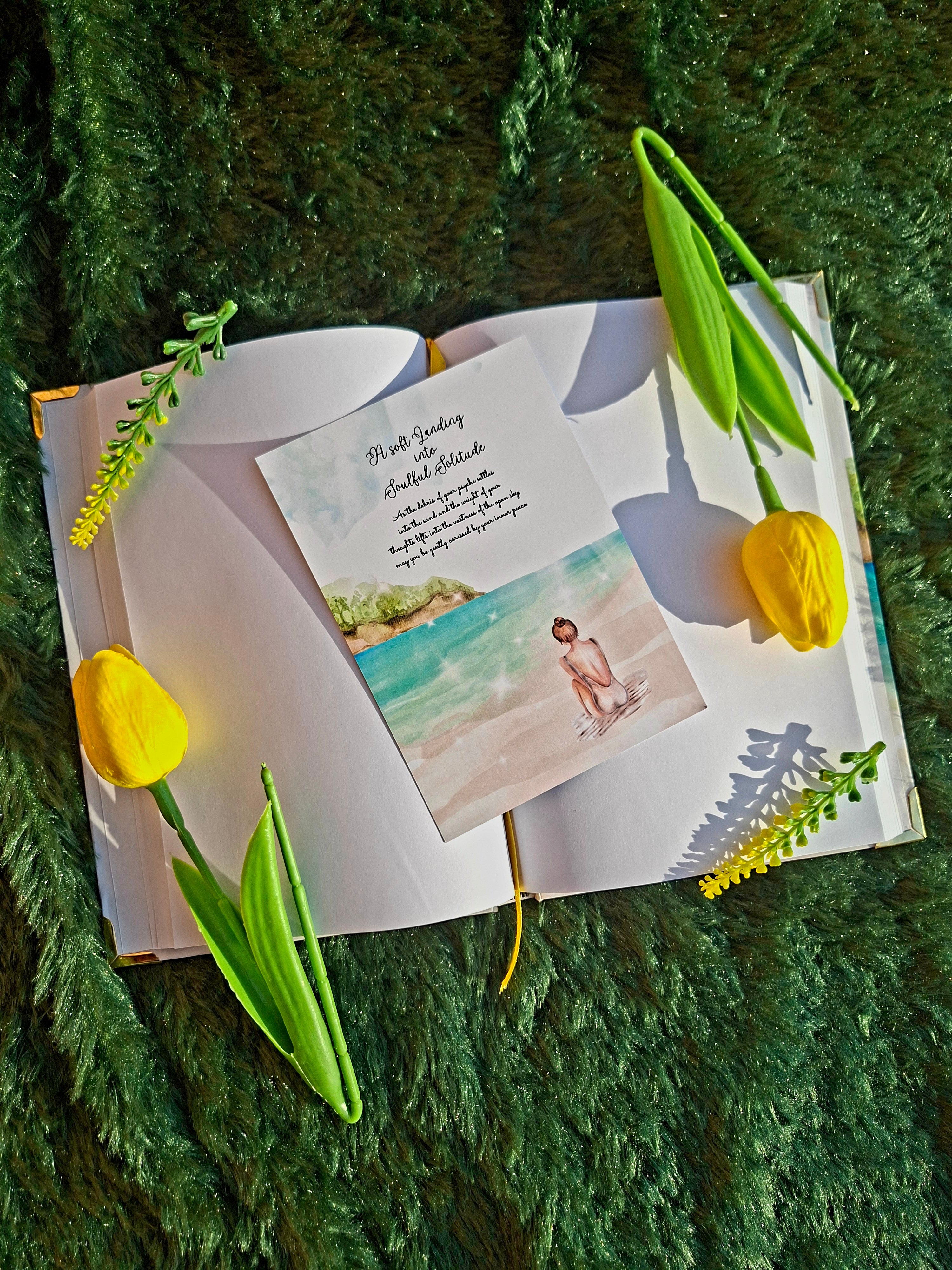 A soft Landing into Soulful Solitude - Diary (A5 Size) + Affirmation & Meditation Cards